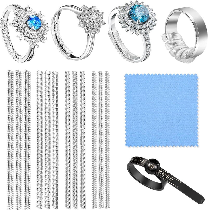 Anpro Ring Size Adjuster for Loose Rings, 4 Style for Different Band Widths Ring Sizer Adjuster Set, w/Polishing Cloth,Ring Size Measuring Tool - Image 1